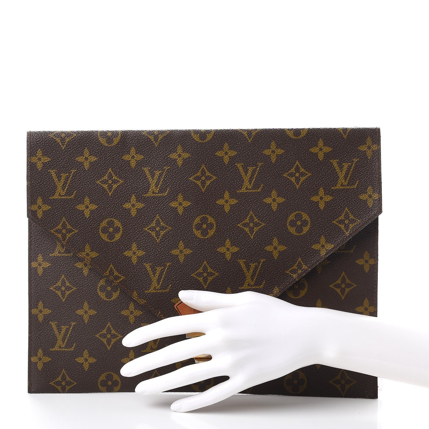 Louis Vuitton Monogram Poche Plate Envelope Clutch MM 2 of 17