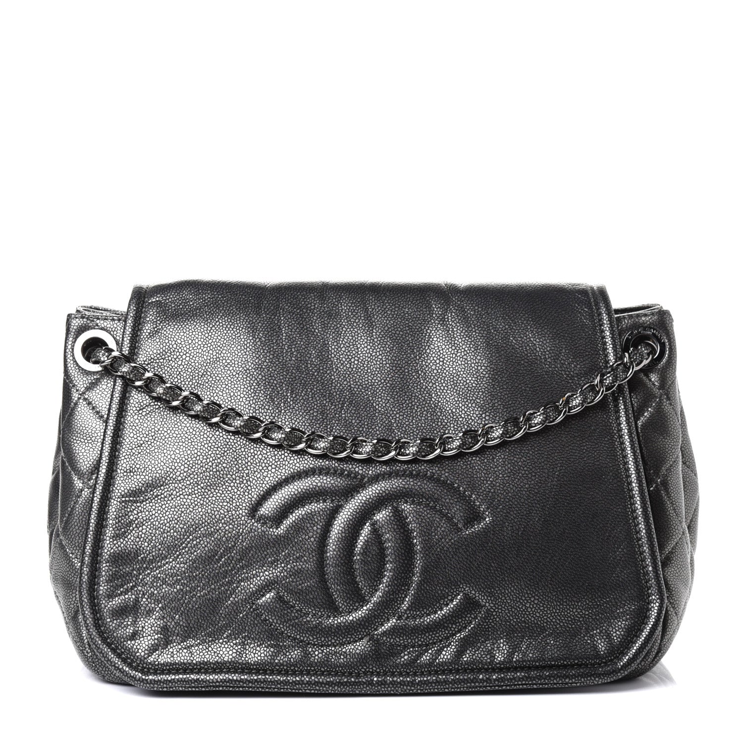 Chanel Metallic Caviar Timeless CC Accordion Flap Dark Silver 1 of 4