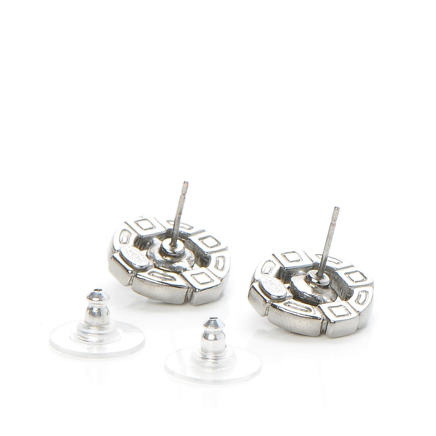 Enamel CC Earrings Ruthenium Dark Grey