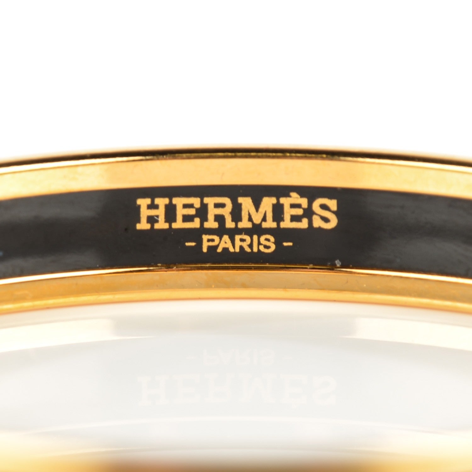 Hermes Enamel Printed Narrow Perspective Cavaliere Bracelet 62 Gold 4 of 6