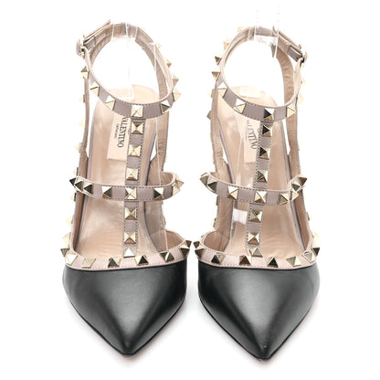 Valentino Garavani Calfskin Nappa Rockstud Ankle Strap 100mm Pumps 40 Black Poudre 3 of 10
