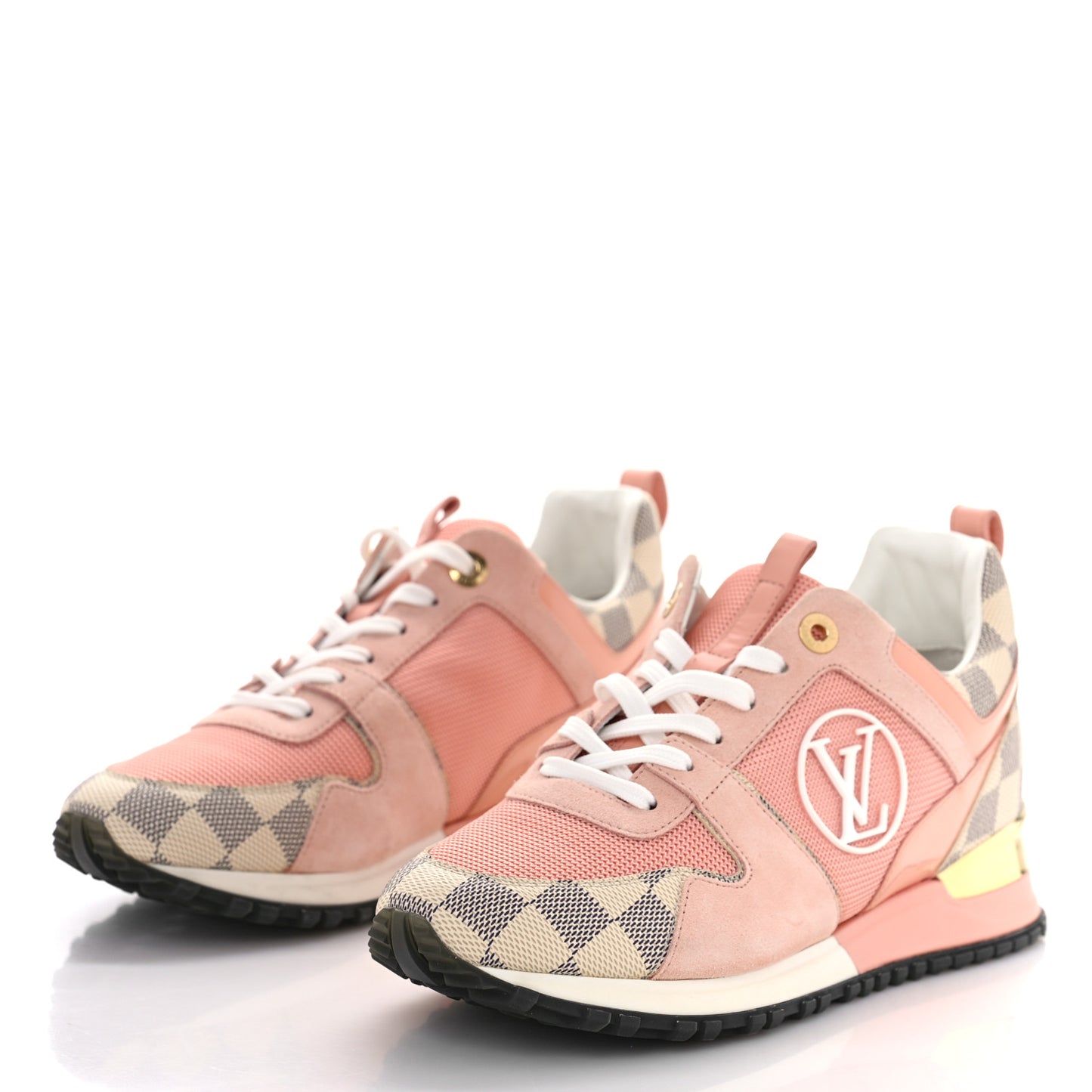 Suede Damier Azur Run Away Sneakers 37.5 Pink