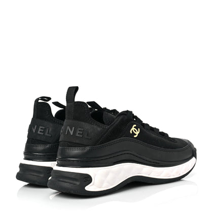 Chanel Velvet Calfskin Mixed Fibers CC Sneakers 36.5 Black 4 of 8