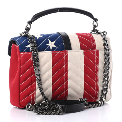 Saint Laurent Canvas Matelasse Chevron American Flag Monogram Medium College Bag Red Blue 2 of 4