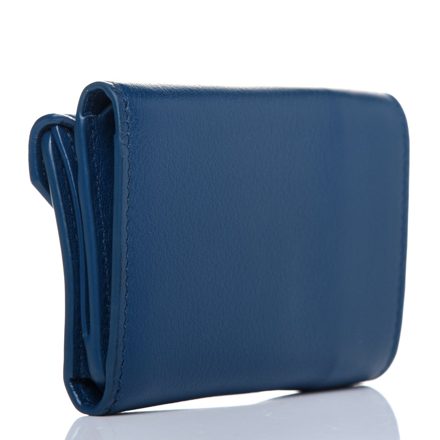 Calfskin Mini Papier Wallet Blue Marine