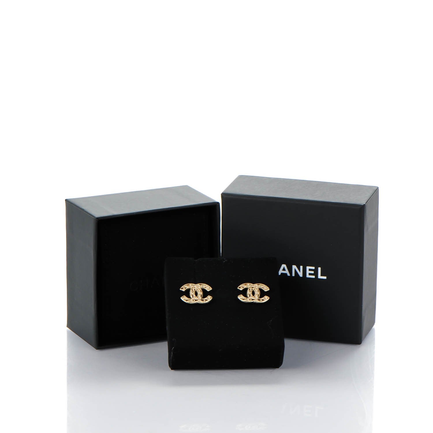 Chanel Tweed Effect CC Earrings Gold 5 of 5
