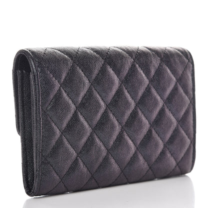 Chanel Iridescent Caviar Quilted Medium Flap Wallet Black 3 of 11