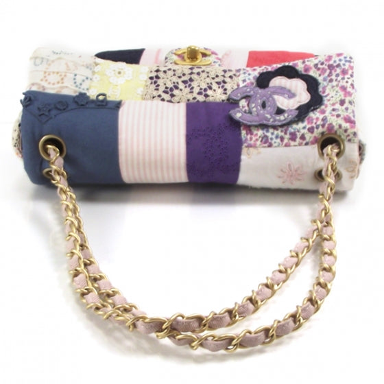 Fabric Patchwork Medium Flap Bag