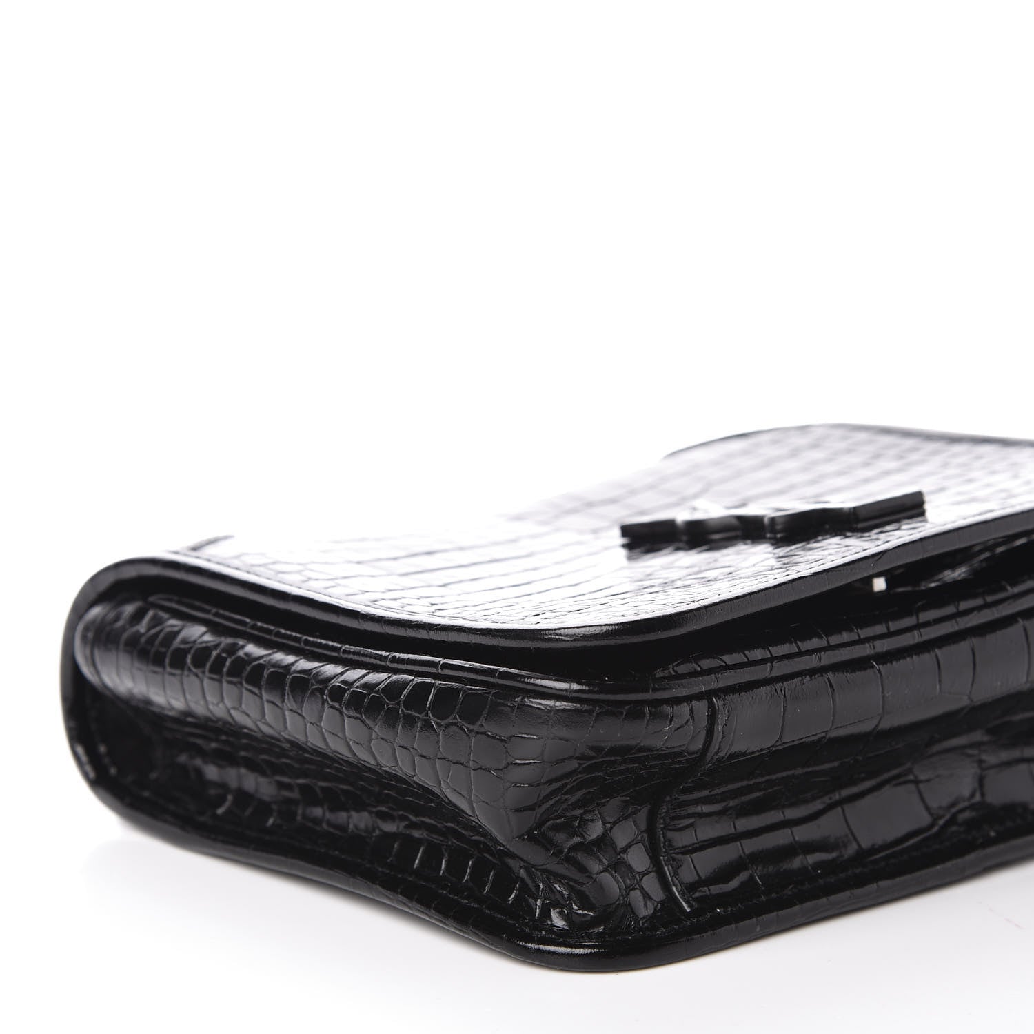 Saint Laurent Crocodile Embossed Lambskin Matelasse Monogram Niki Chain Wallet Black 7 of 10