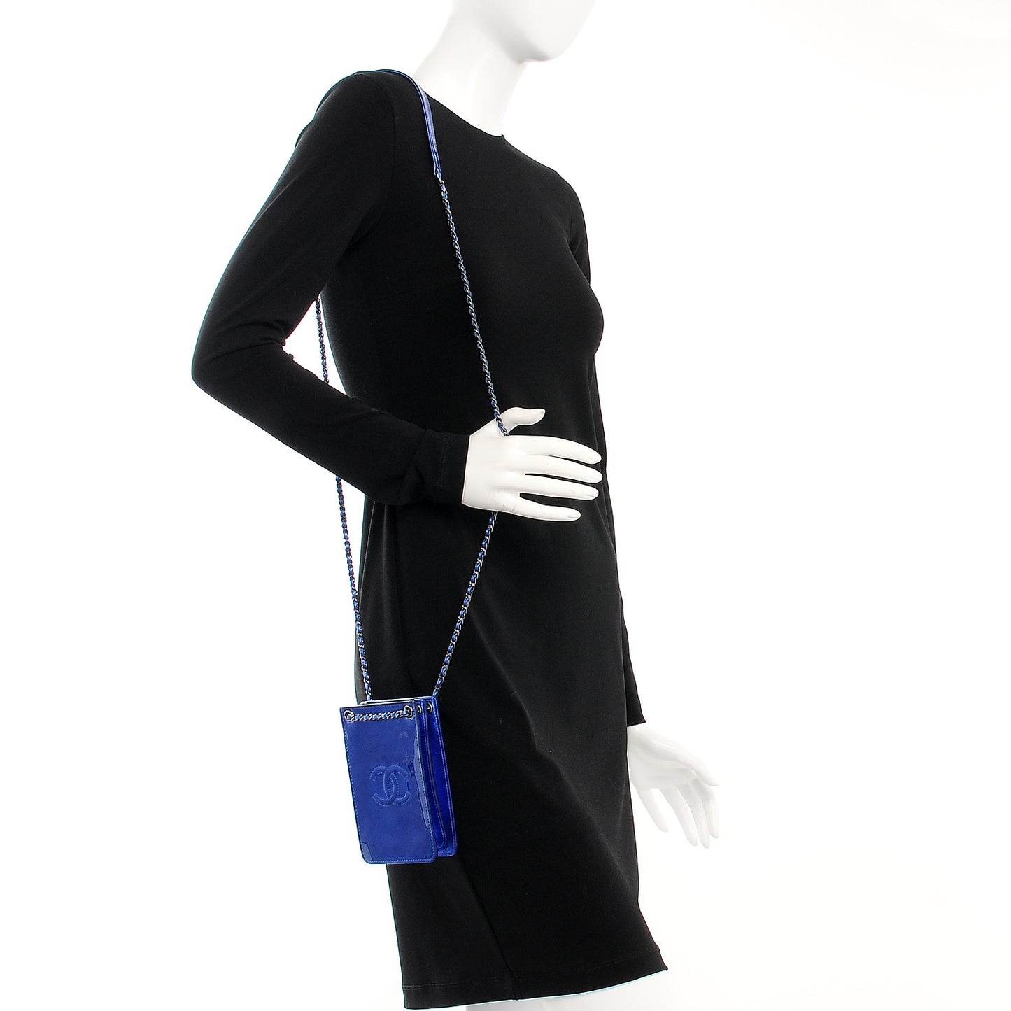 Metallic Patent Crossbody CC Phone Holder Blue