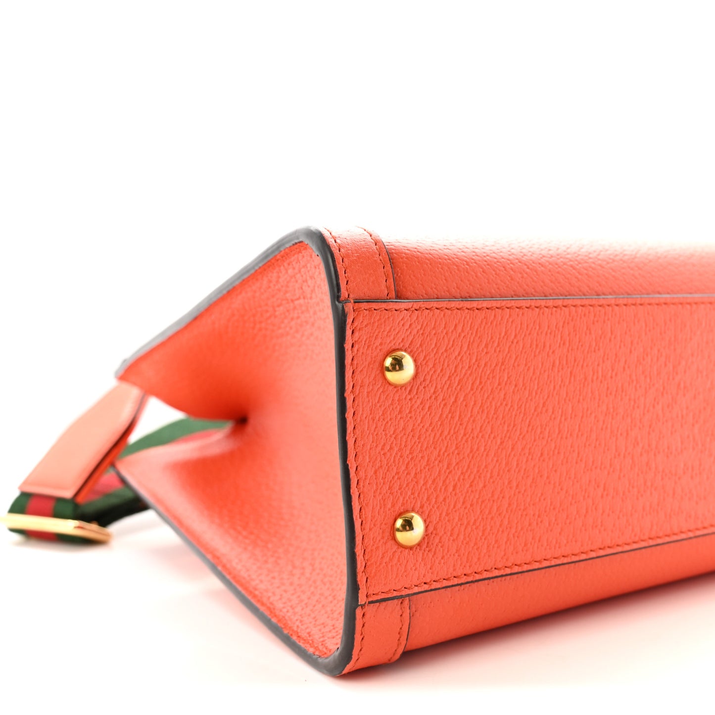 Textured Dollar Calfskin Web Small Diana Tote Bag Deep Orange