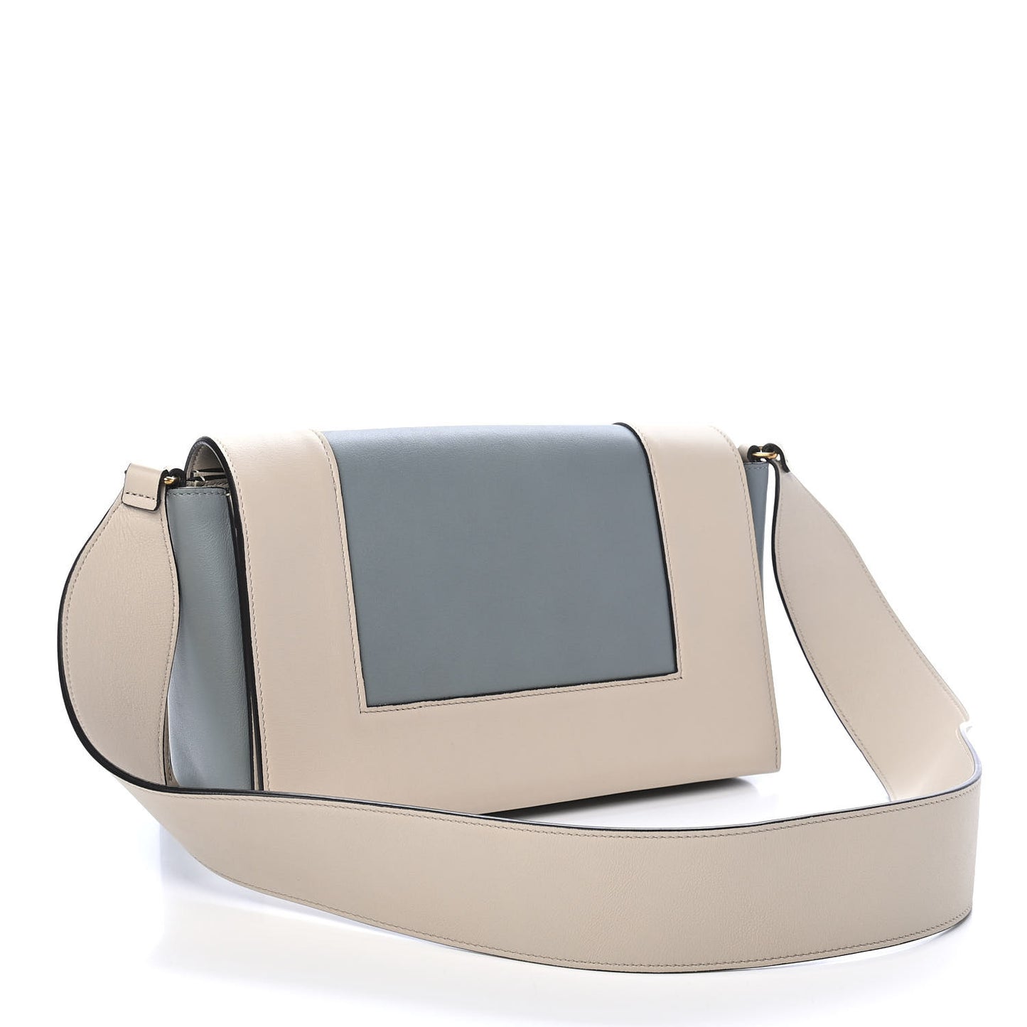 Shiny Smooth Calfskin Medium Frame Shoulder Bag Grege Storm