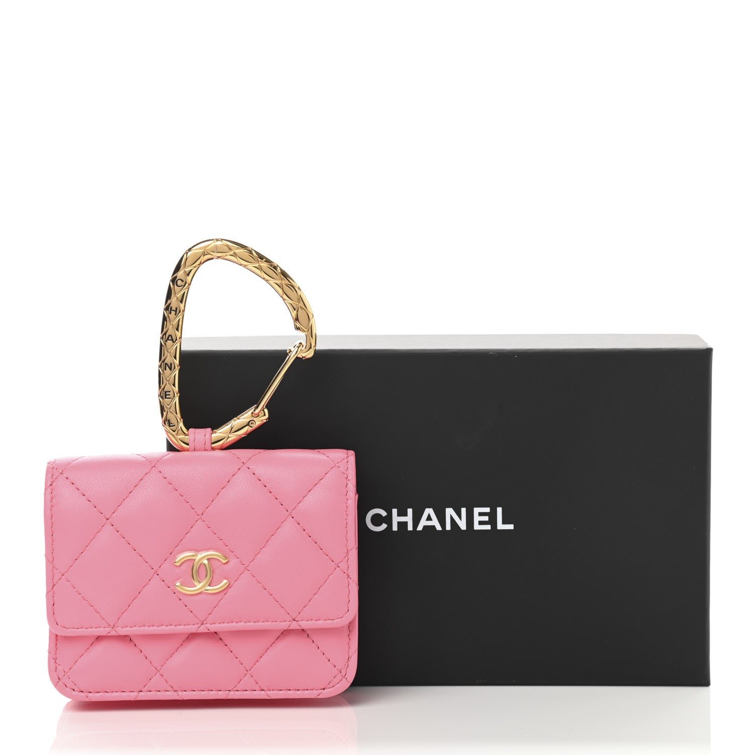 Chanel Lambskin Quilted CC Hook Card Holder Pink 9 of 9