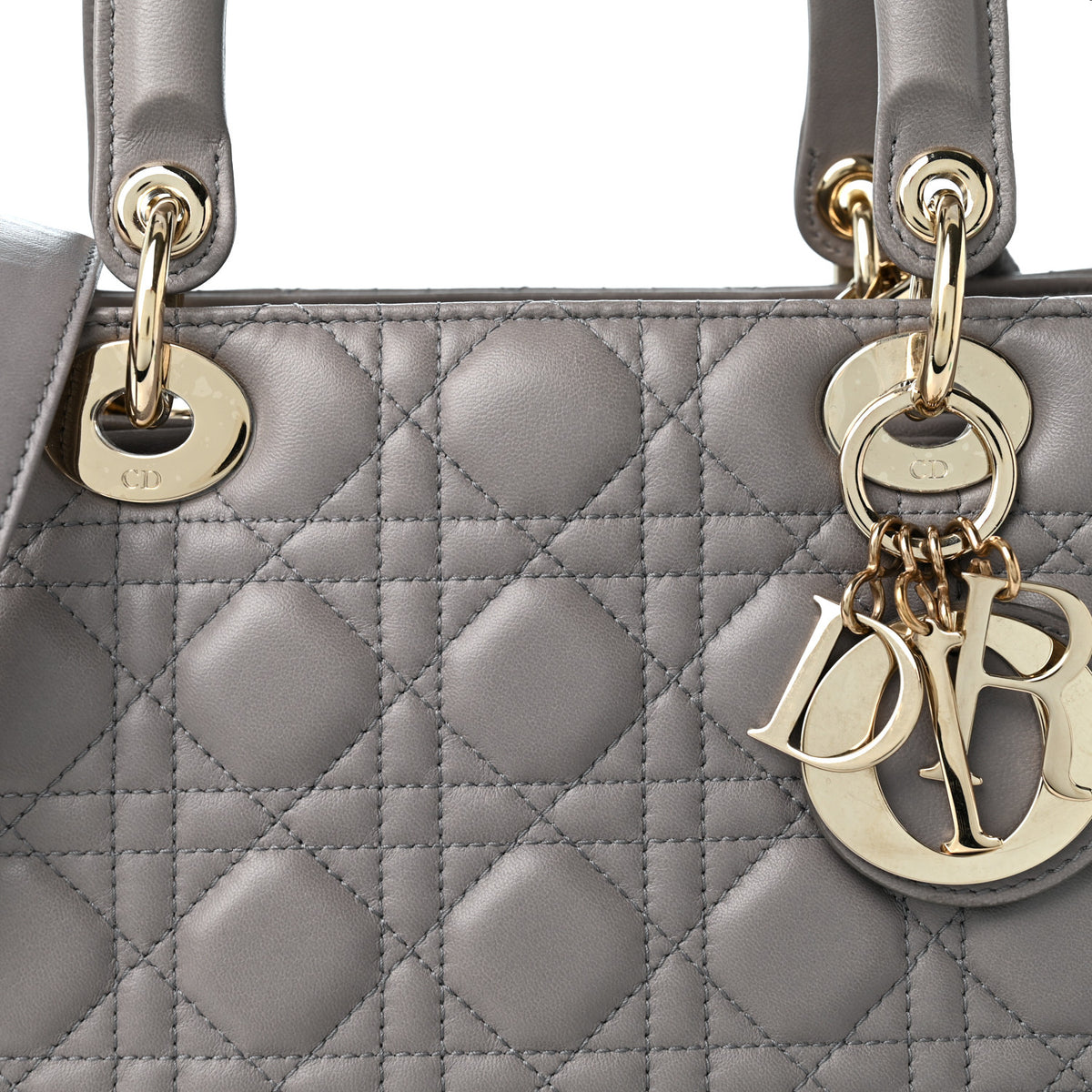 Lambskin Cannage Medium Lady Dior Grey