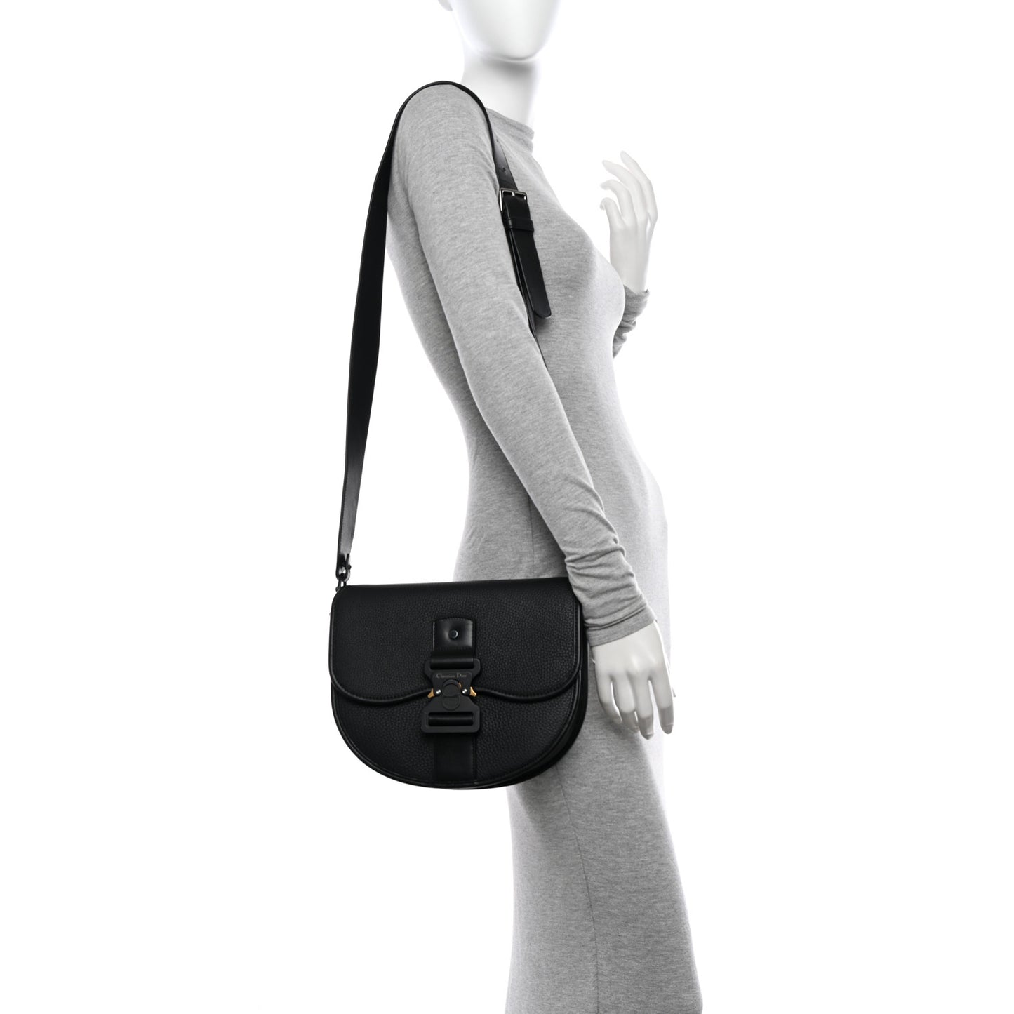 Grained Calfskin Gallop Bag With Strap Black