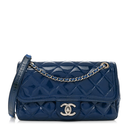 Chanel Patent Quilted Small Coco Shine Flap Blue 1 of 12