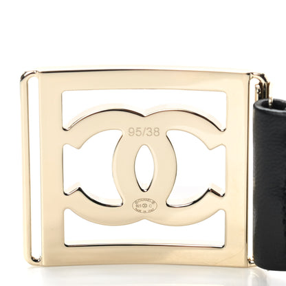 Chanel Lambskin Ruched CC Belt 95 38 Black 3 of 4