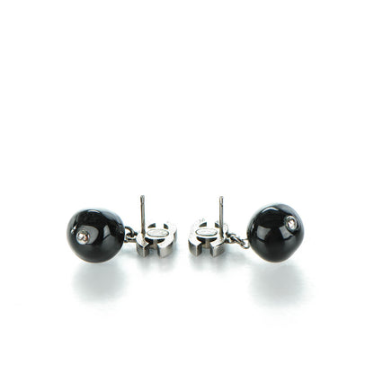 Chanel Enamel Resin CC Drop Earrings Black 3 of 4