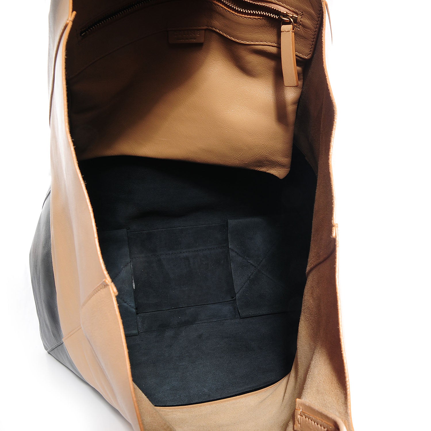 Celine Lambskin Vertical Bi-Cabas Apricot Black 7 of 10
