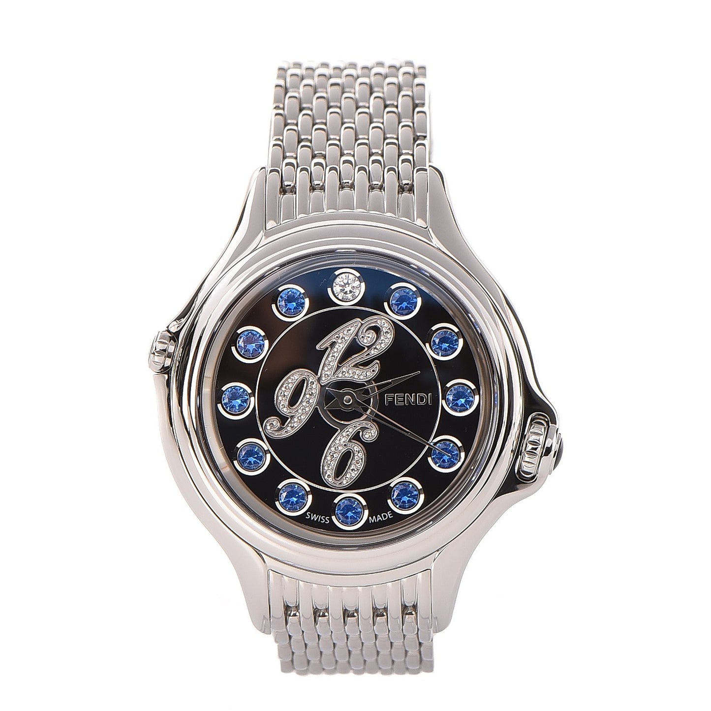 Stainless Steel Diamond Topaz 38mm Crazy Carats Rotating Gem Quartz Watch Black