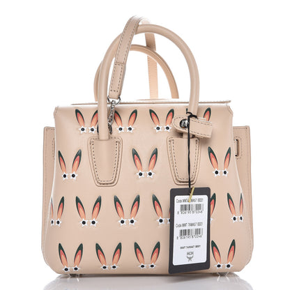 MCM Lambskin Star Eyed Bunny Mini Milla Tote Natural 4 of 27