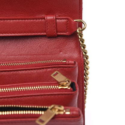 Saint Laurent Lambskin Diamond Quilted Monogram Angie Chain Bag Red 10 of 11
