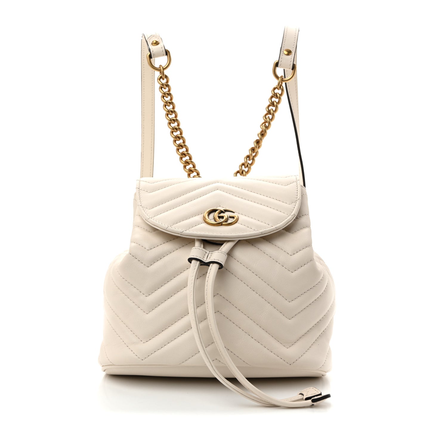 Calfskin Matelasse GG Marmont Flap Backpack White