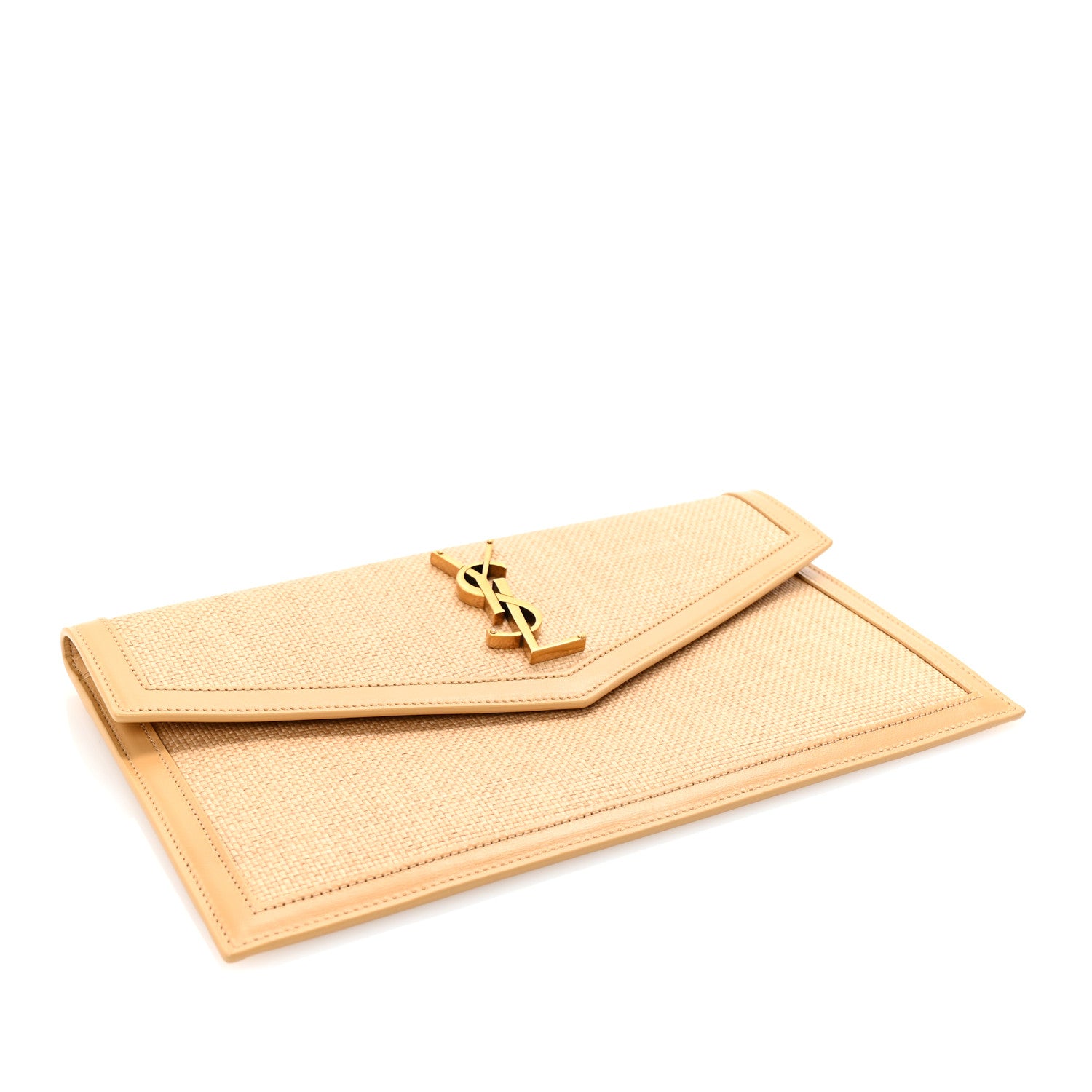 Saint Laurent Micro Raffia Uptown Pouch Natural Hay Blush 4 of 6