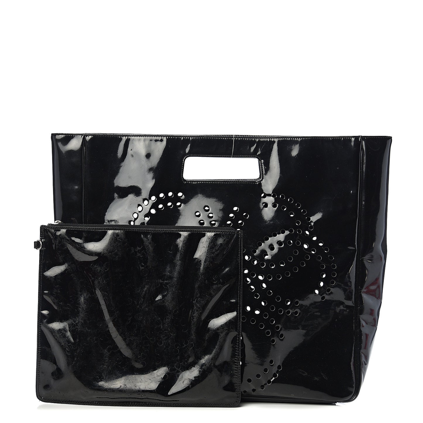 Patent Perforated CC Handle Bag Black