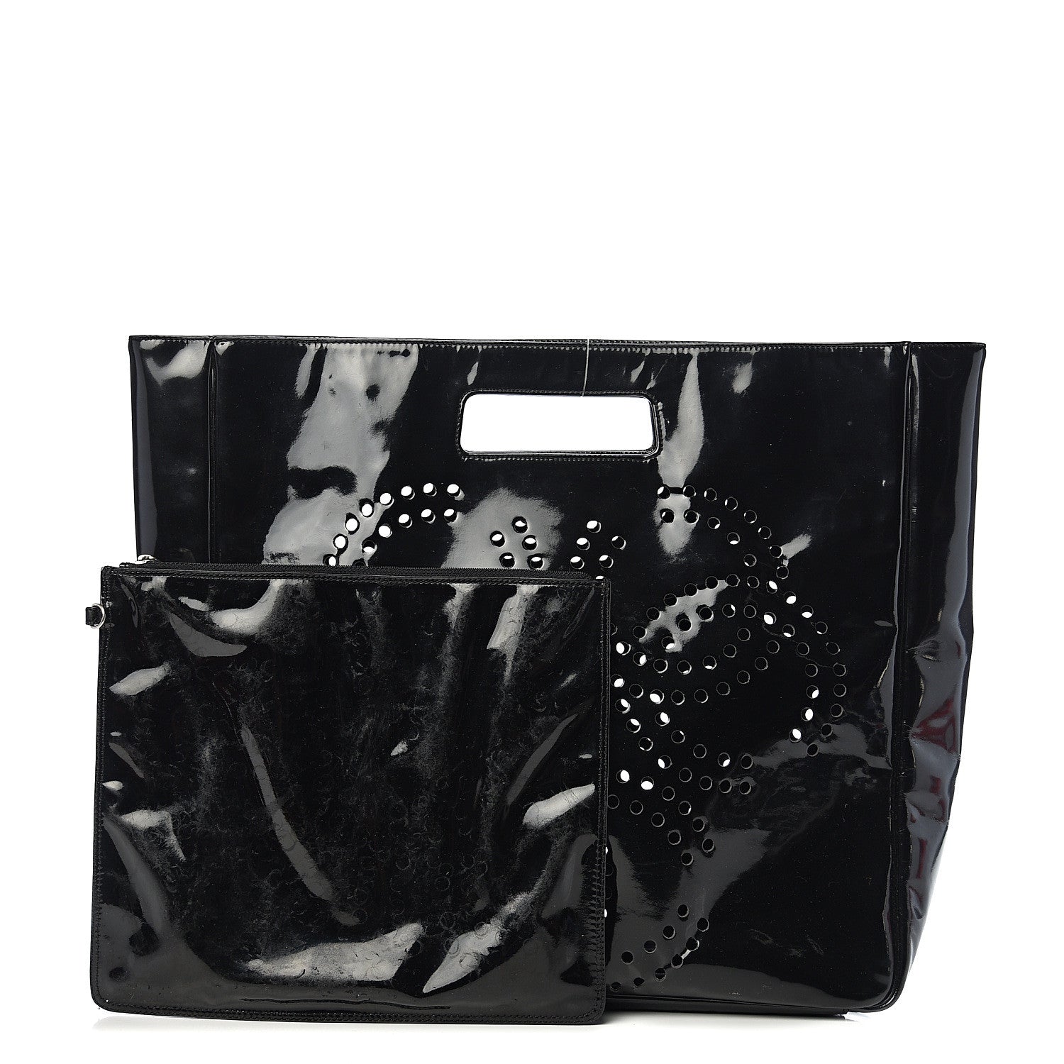 Chanel Patent Perforated CC Handle Bag Black 1 of 15