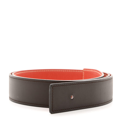 Hermes Box Togo 32mm Belt Strap 90 Rouge Casaque Chocolate 2 of 9