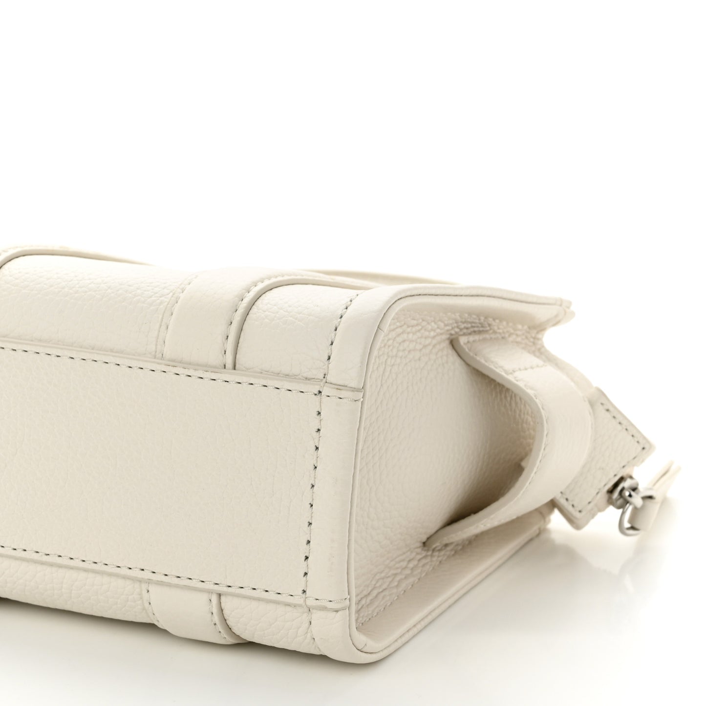 Grained Calfskin Micro The Tote Bag Cotton Silver