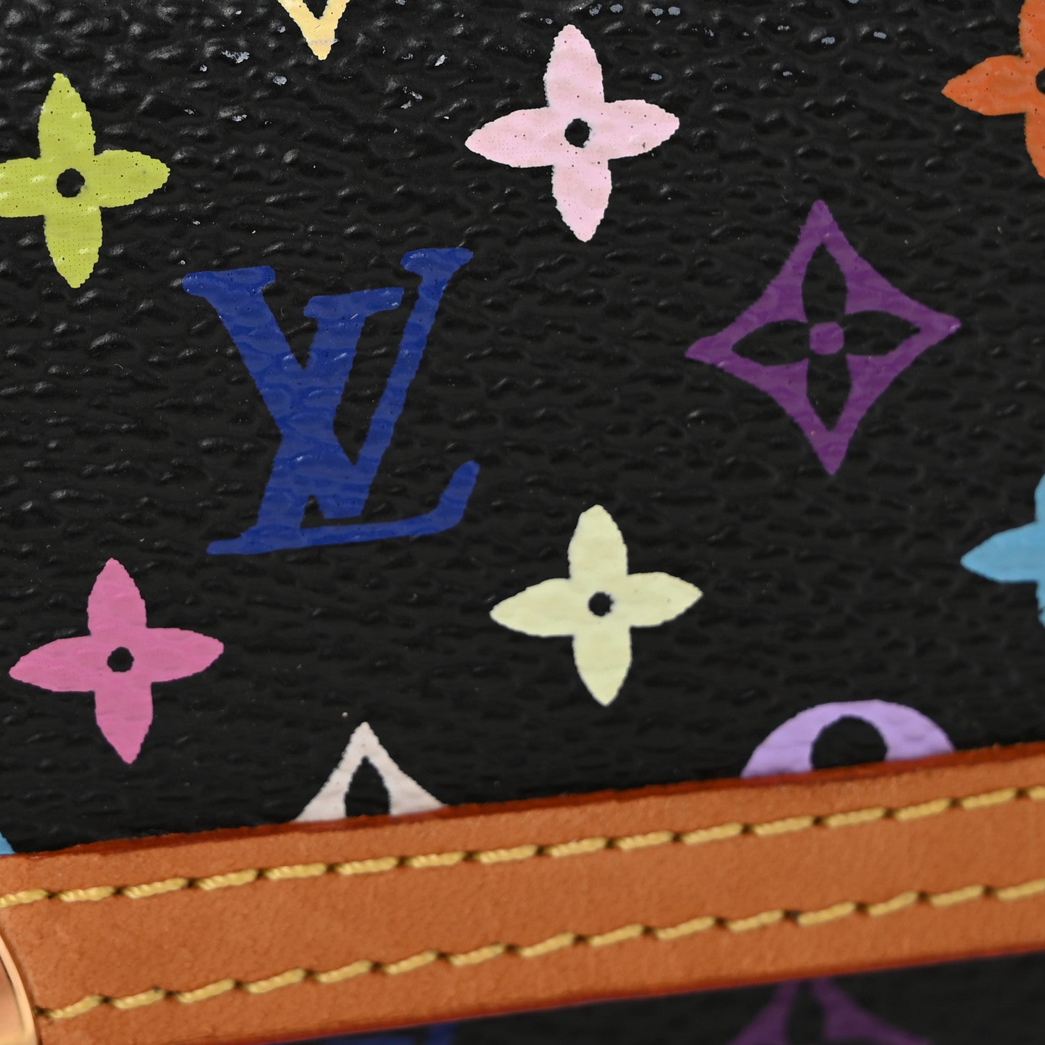 Louis Vuitton Monogram Multicolor Porte-Monnaie Plat Coin Purse Black 9 of 10