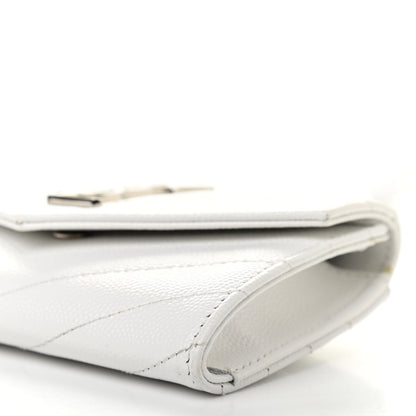 Saint Laurent Grain De Poudre Matelasse Chevron Small Monogram Envelope Wallet Crema Soft 9 of 11
