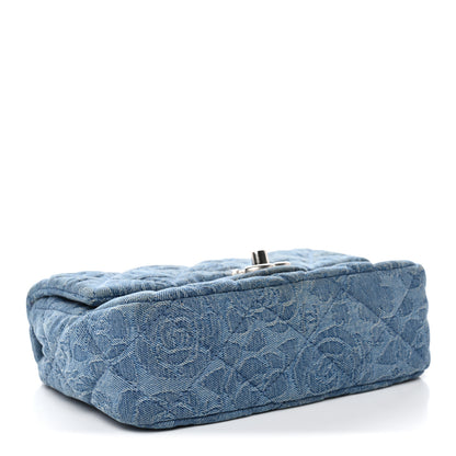 Chanel Denim Quilted Camellia Sweetheart Mini Flap Blue 4 of 10