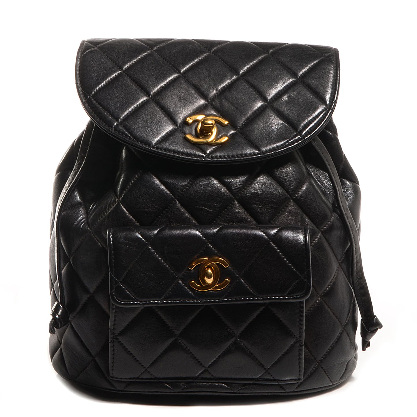 Lambskin Quilted Backpack Black