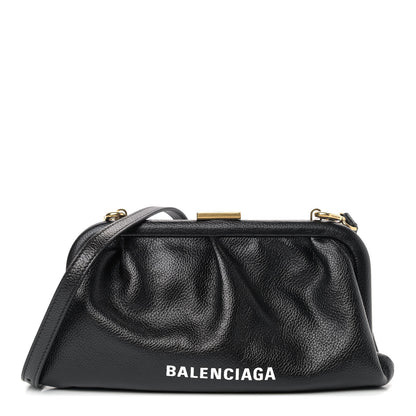Balenciaga Grained Calfskin Logo Cloud Clutch XS Black 1 of 8