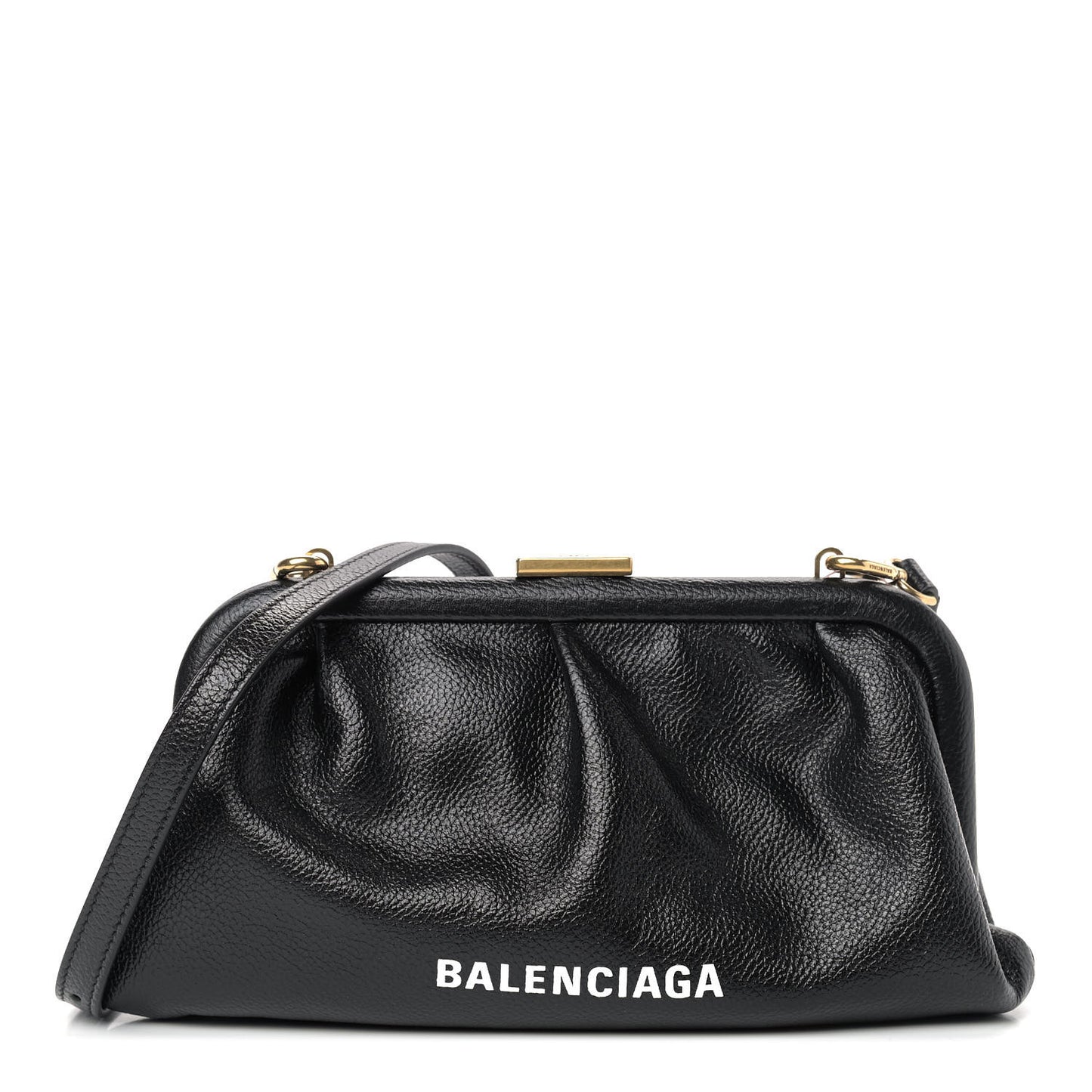 Grained Calfskin Logo Cloud Clutch XS Black