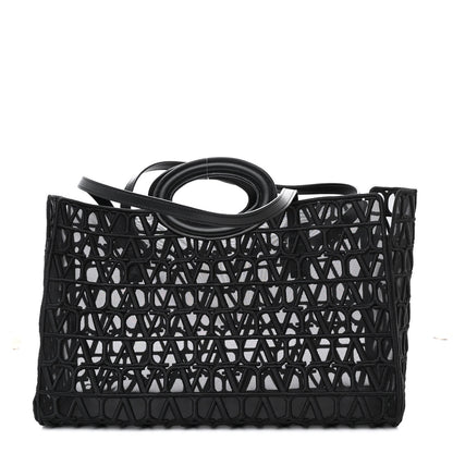 Valentino Garavani Toile Mesh Iconographe Goatskin Le Troisieme Shopping Bag Black 1 of 11