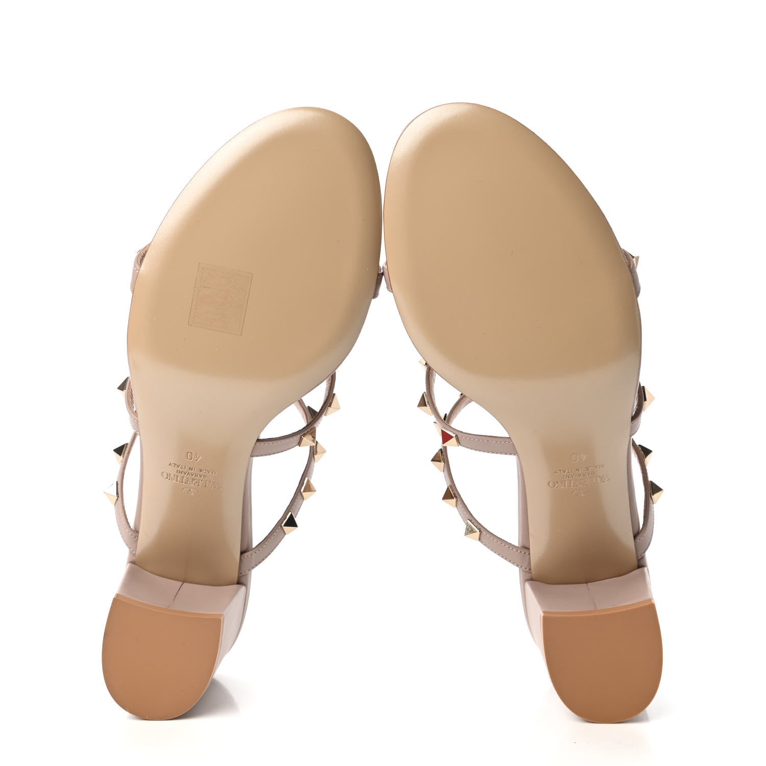 Valentino Garavani Calfskin Rockstud Caged Slide Sandals 40 Poudre 5 of 10