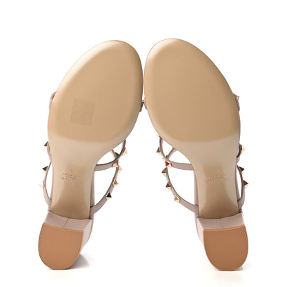 Valentino Garavani Calfskin Rockstud Caged Slide Sandals 40 Poudre 5 of 10
