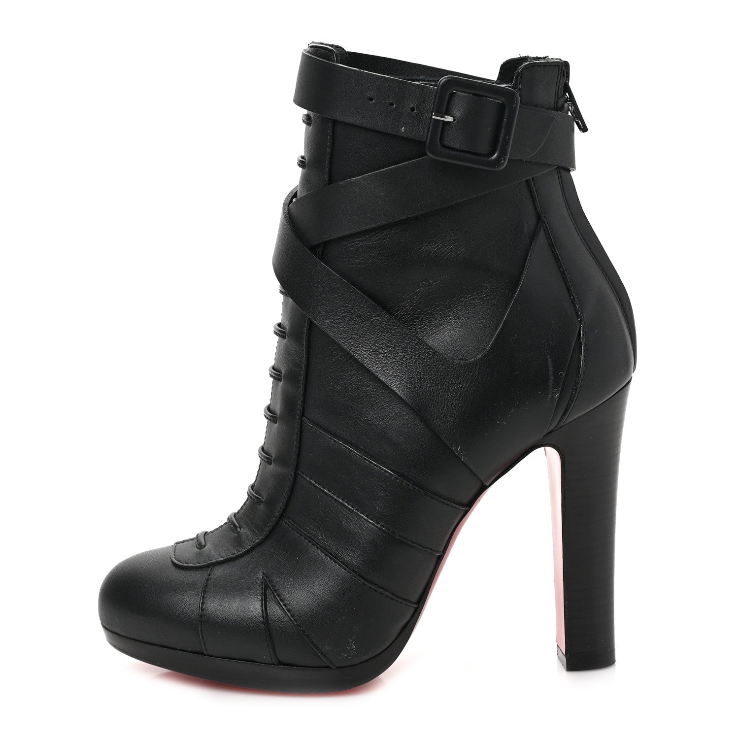 Christian Louboutin Calfskin Lamu 120 Platform Ankle Boots 36 Black 1 of 7