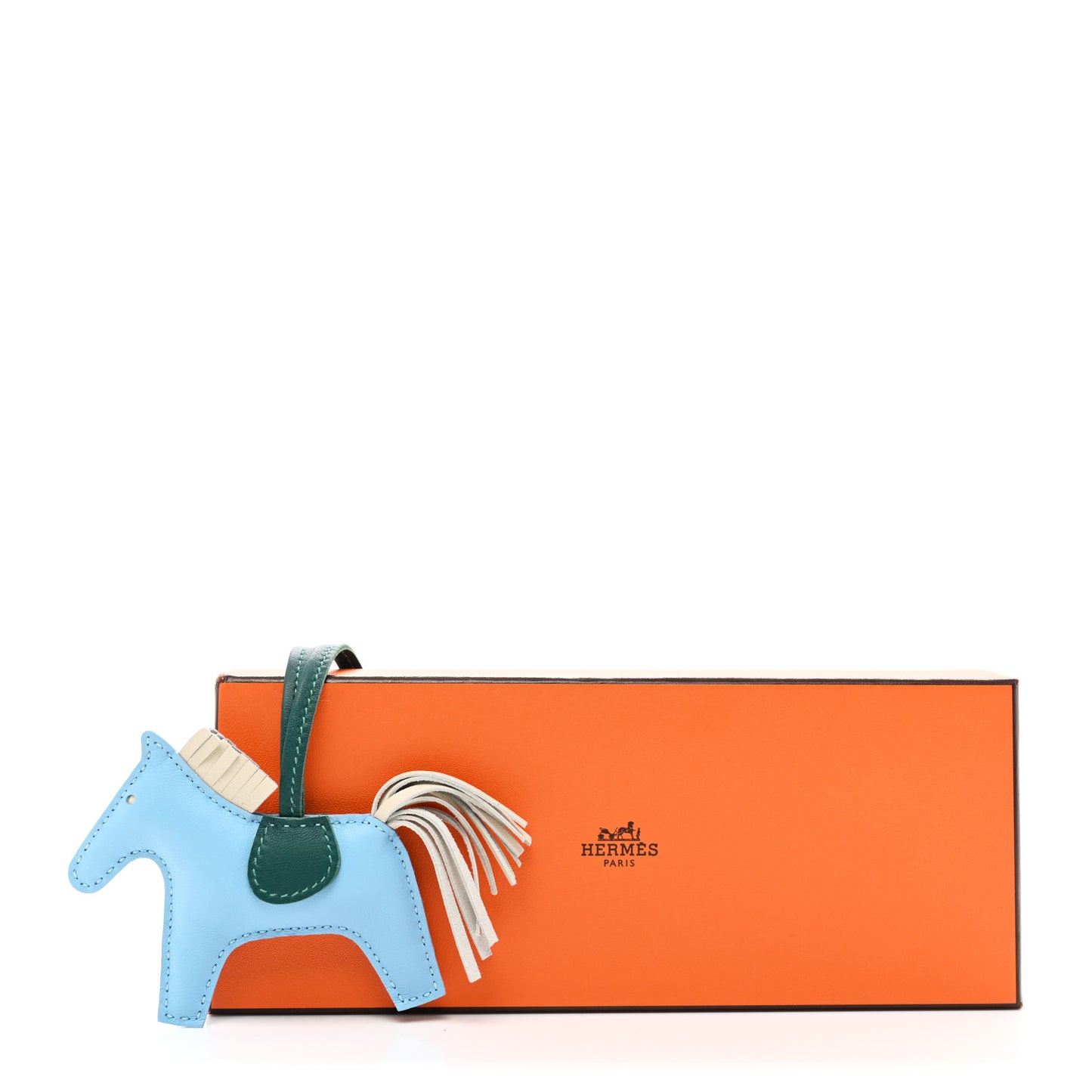 Milo Lambskin Grigri Rodeo Horse Bag Charm PM Celeste Malachite Craie