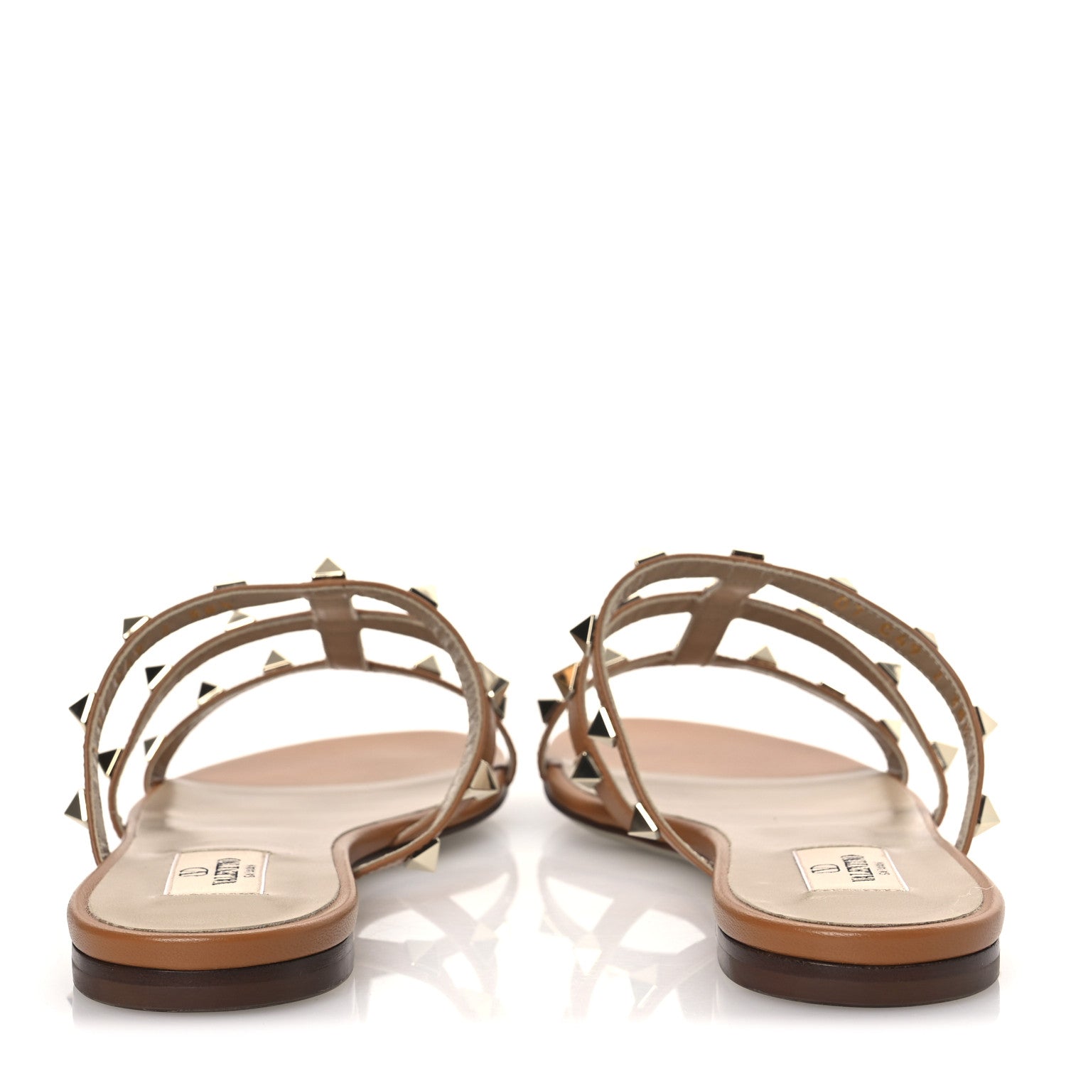 Valentino Garavani Nappa Rockstud Caged Flat Slide Sandals 38.5 Almond 6 of 11