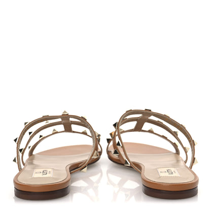 Valentino Garavani Nappa Rockstud Caged Flat Slide Sandals 38.5 Almond 6 of 11