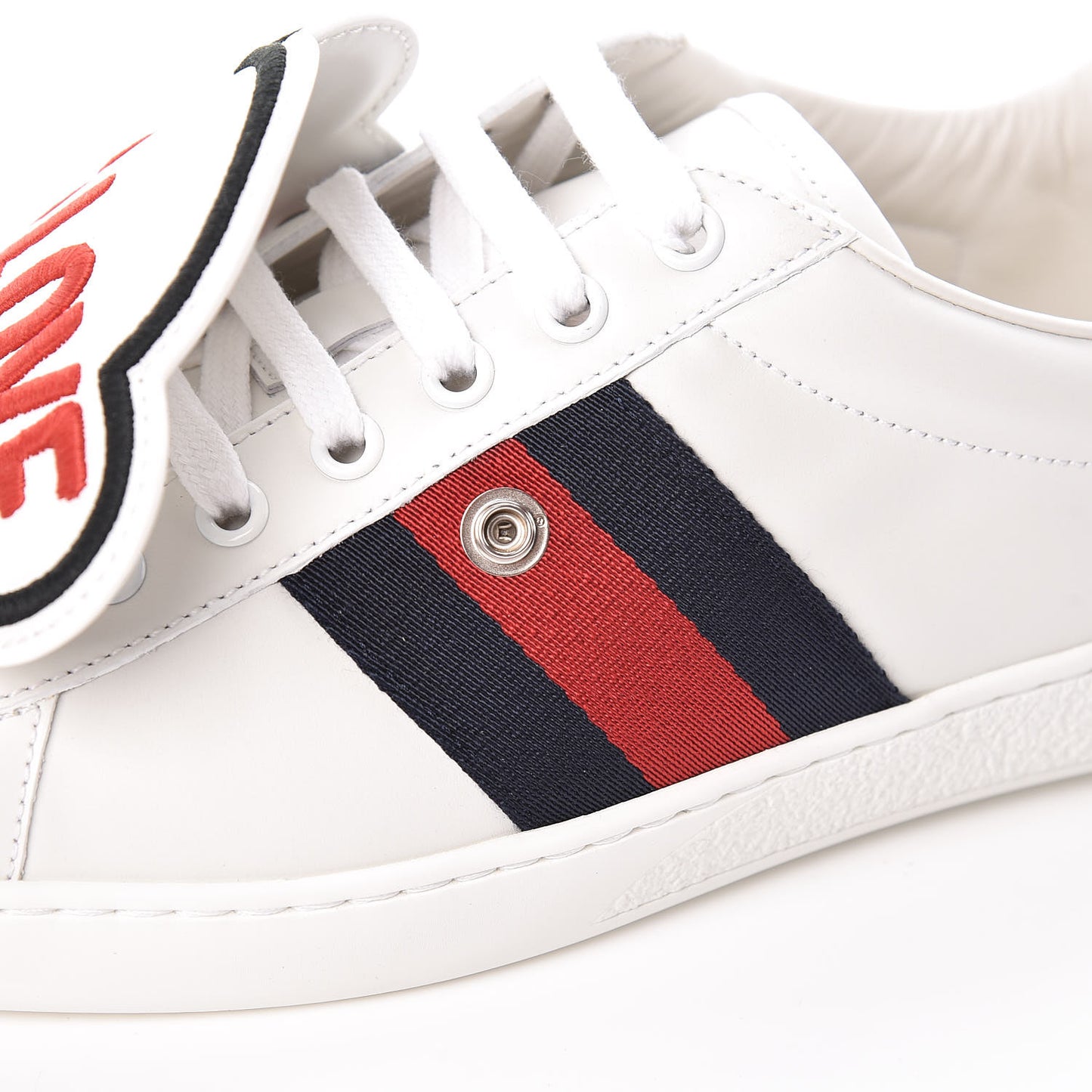 Calfskin Ayers Web Blind for Love Embroidered Mens Ace Sneakers 8.5 White