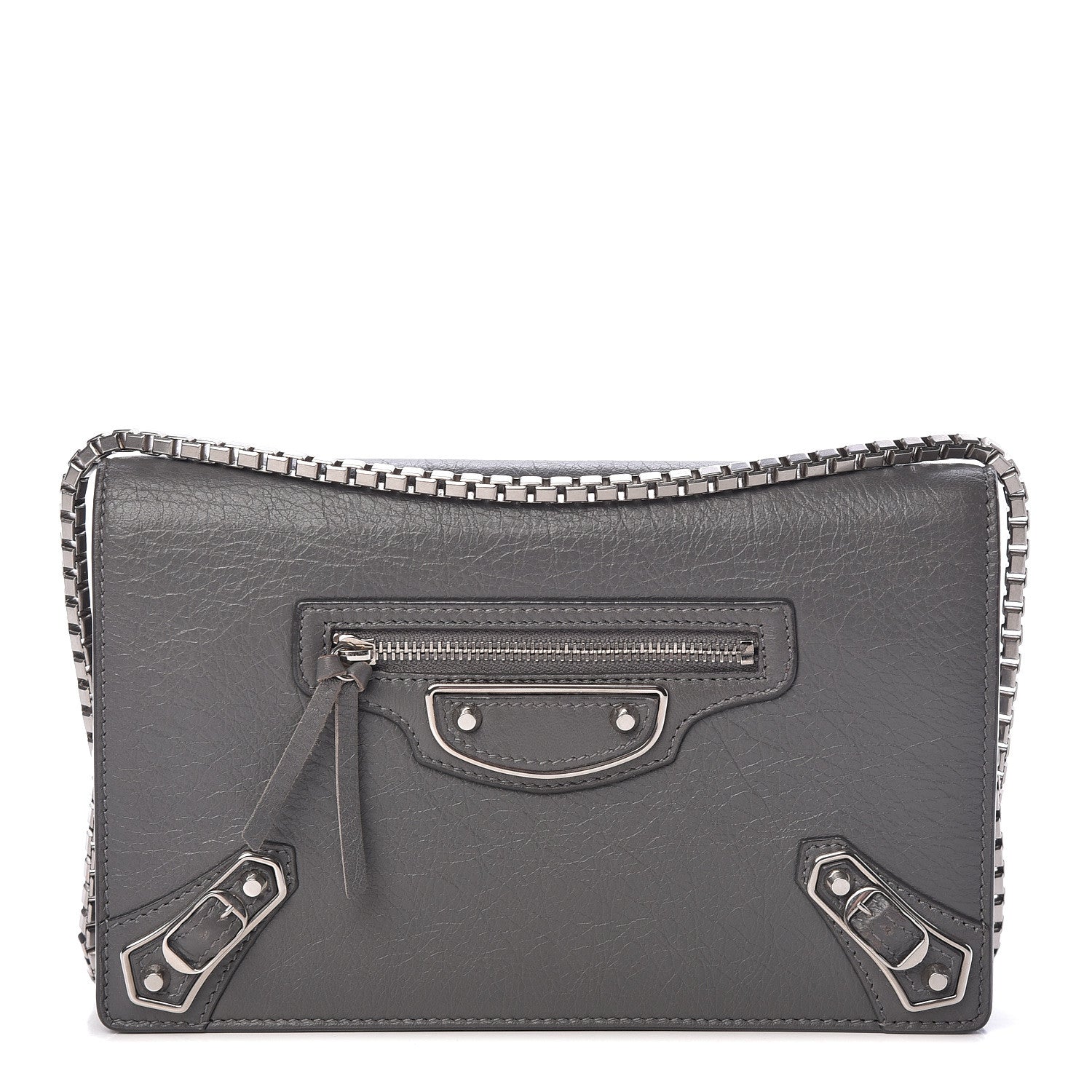Balenciaga Agneau Silver Metallic Edge Hardware Wallet On Chain Grey 1 of 14