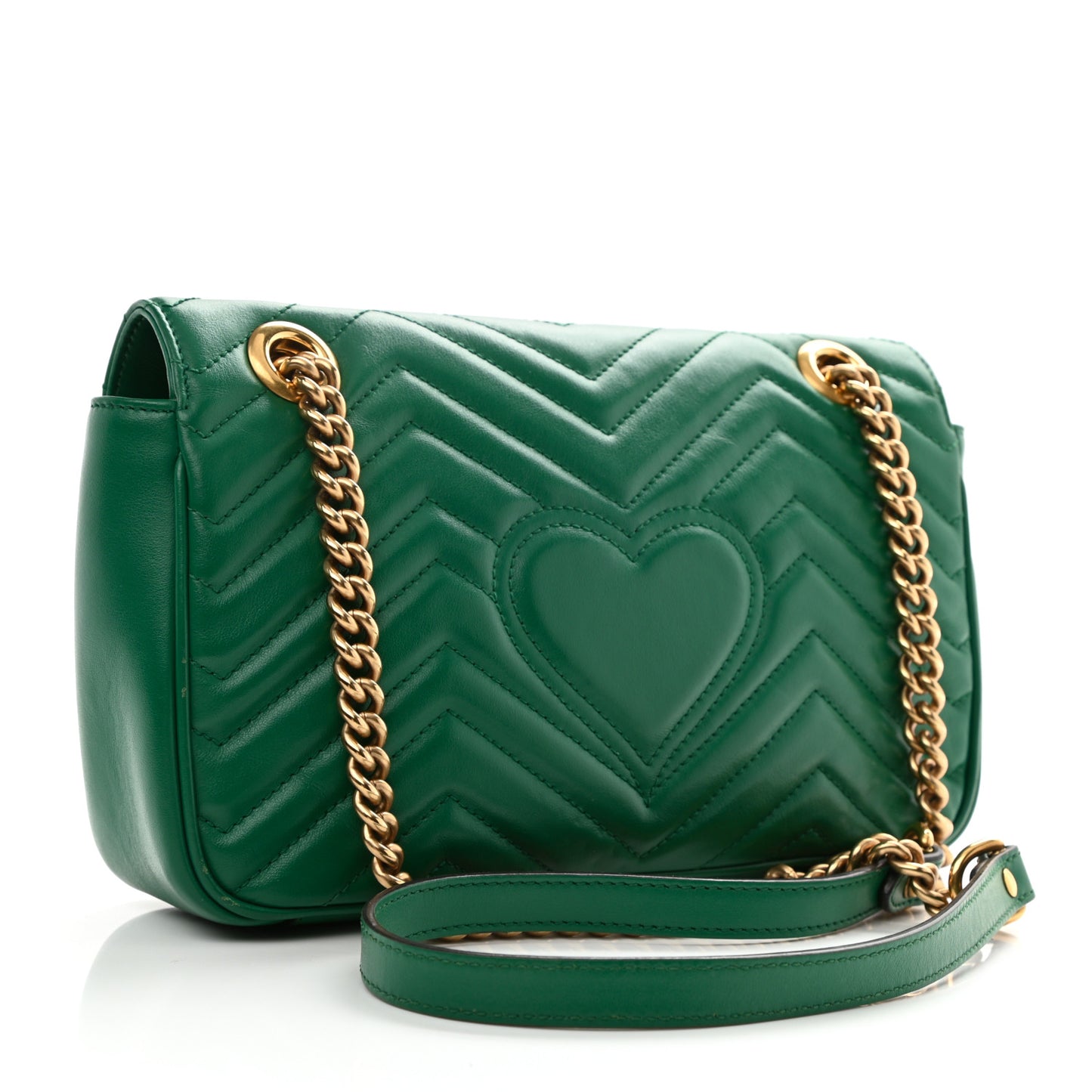 Calfskin Matelasse Small GG Marmont Shoulder Bag Emerald Green