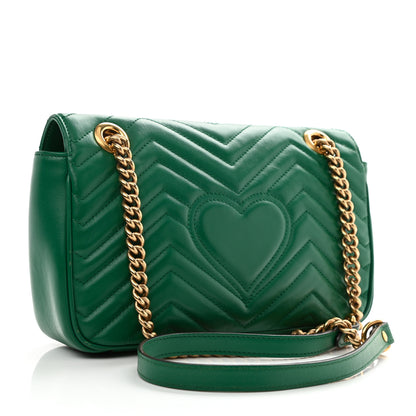 Gucci Calfskin Matelasse Small GG Marmont Shoulder Bag Emerald Green 3 of 8
