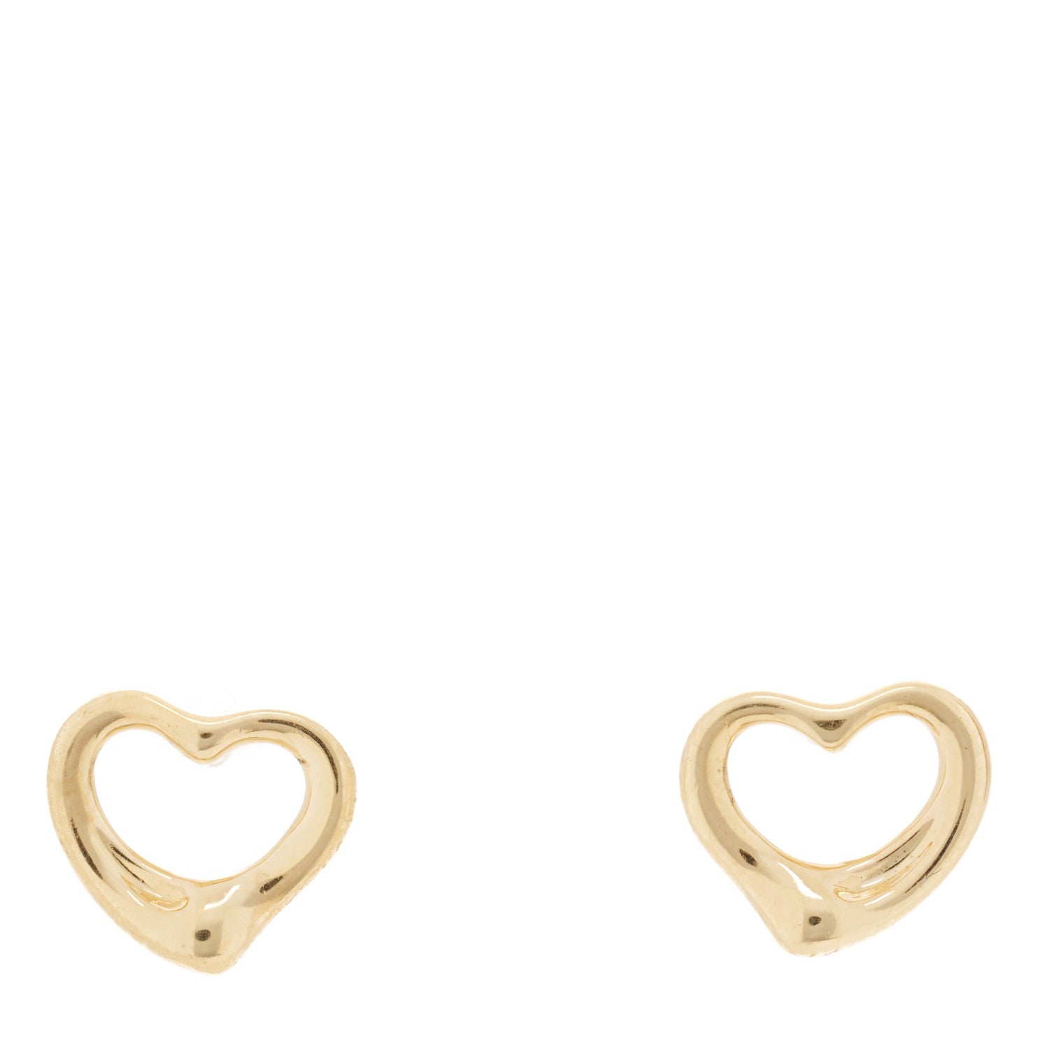 Tiffany 18K Yellow Gold 11mm Elsa Peretti Open Heart Earrings 1 of 4
